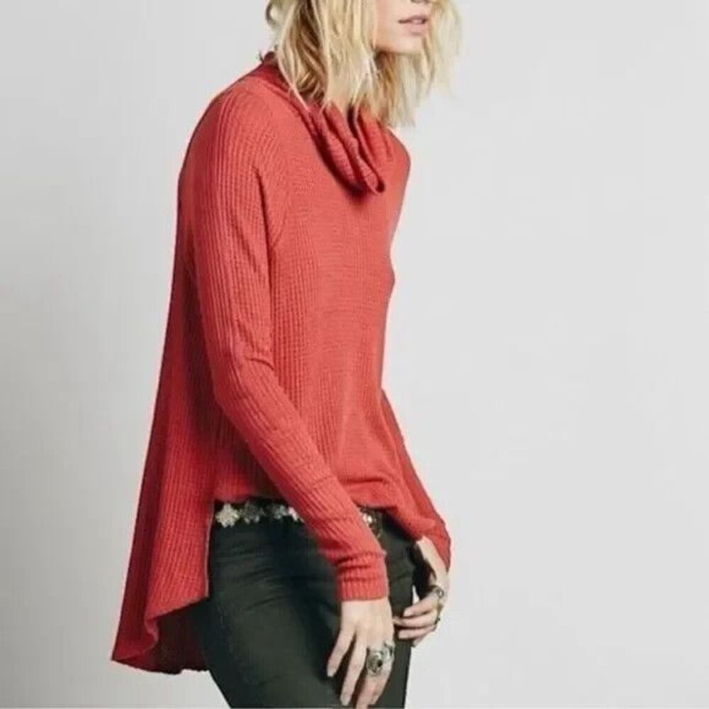 FREE PEOPLE Kristina Drippy Thermal Long-Sleeve in Cheyenne Red Women's Size S